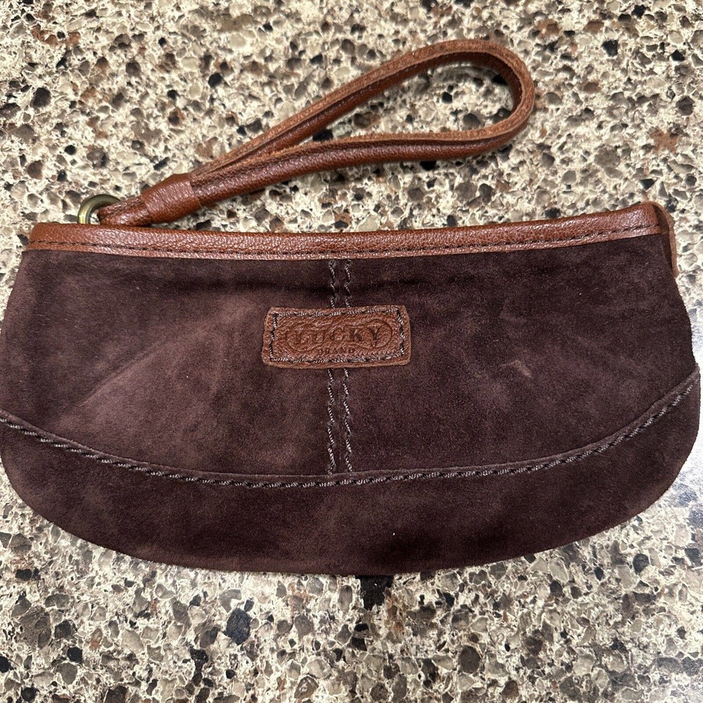 Vintage LUCKY BRAND 90s Wristlet Clutch Genuine Cowhide Leather Patchwork